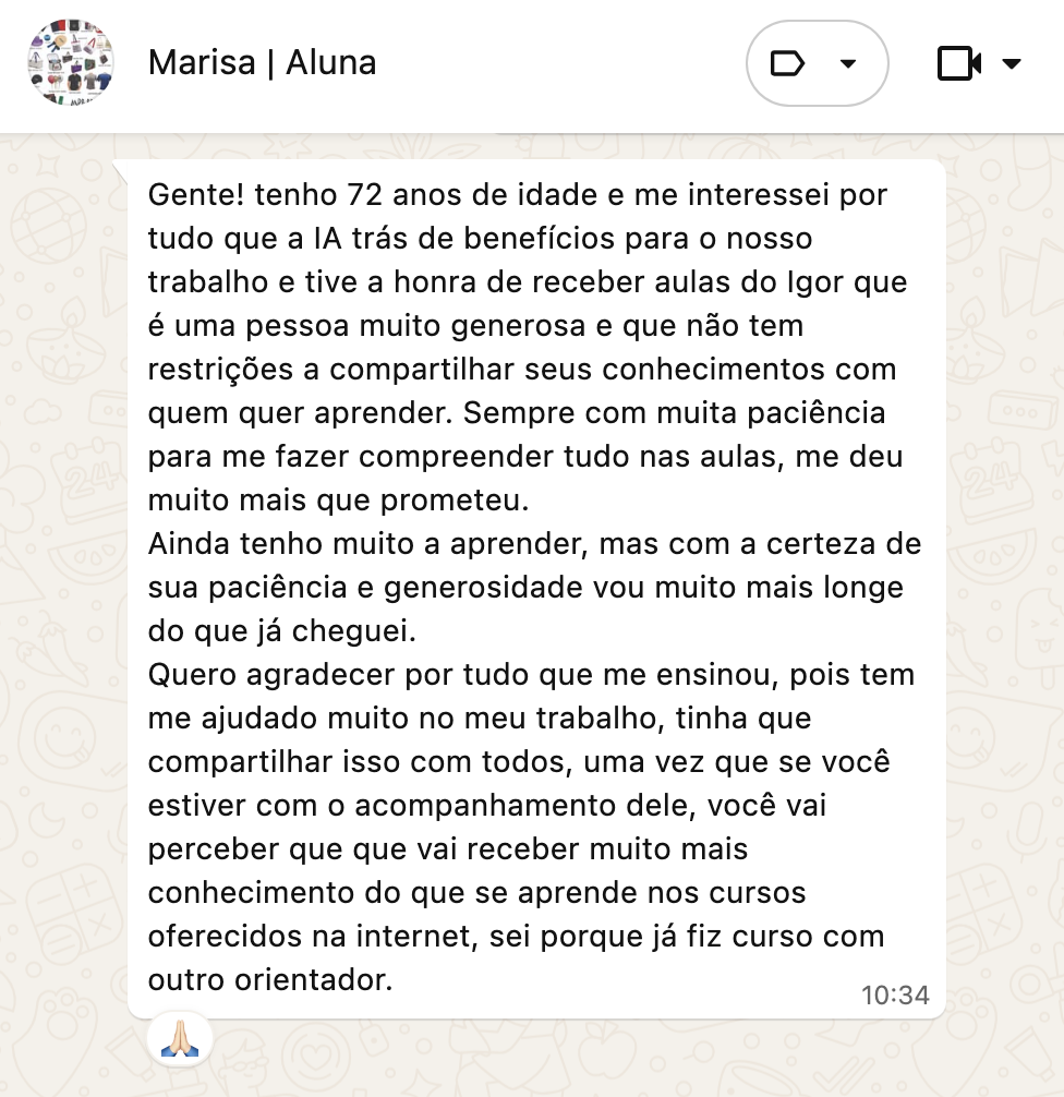 Depoimento de aluno
