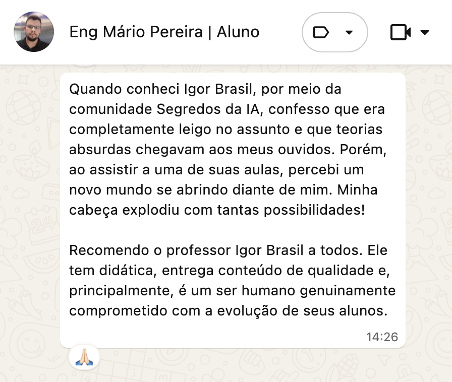 Depoimento de aluno