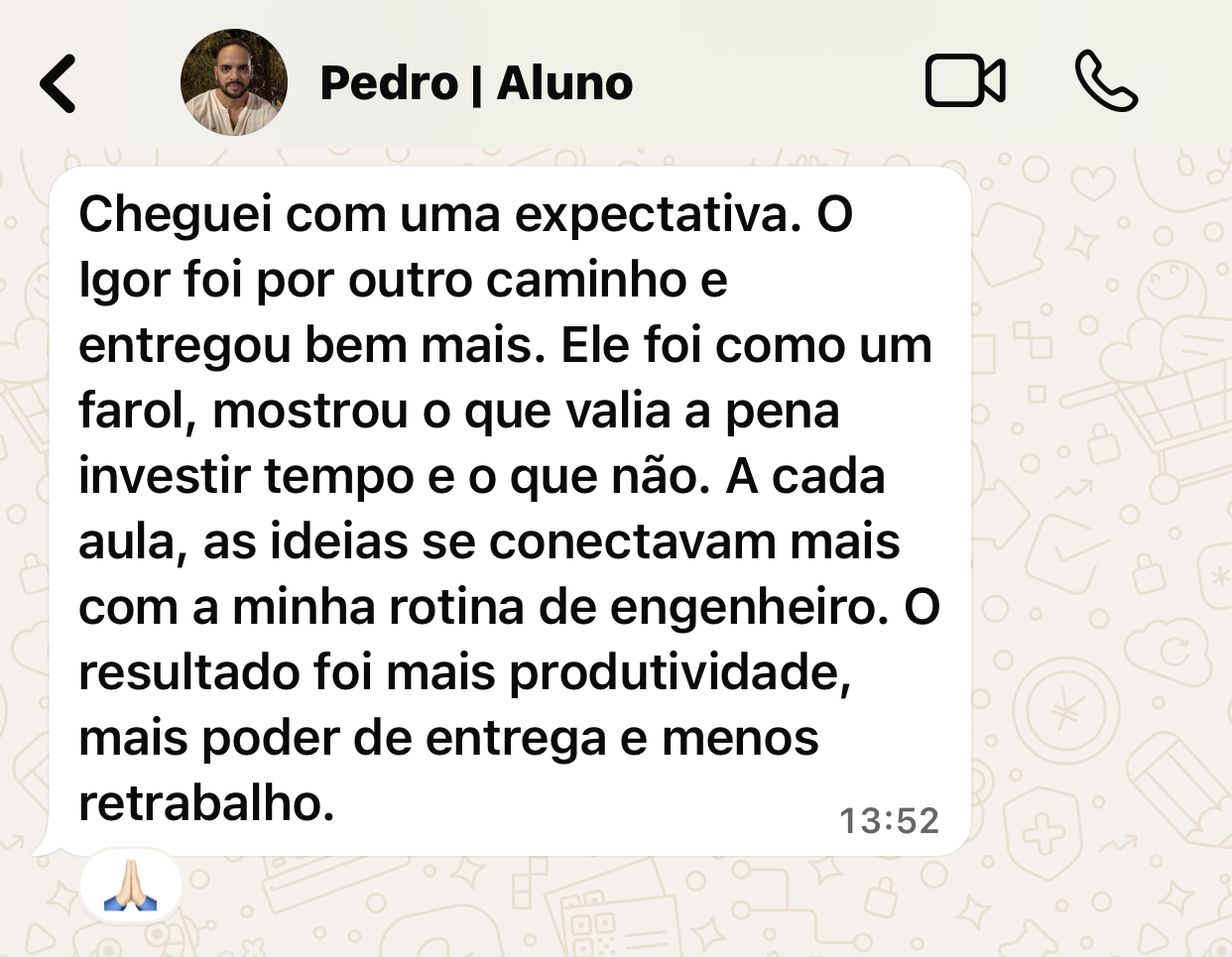Depoimento de aluno