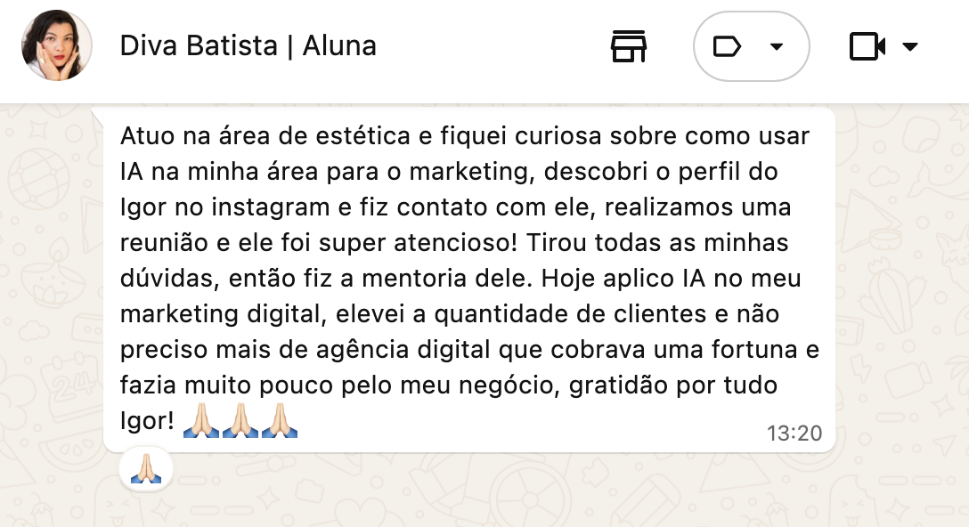 Depoimento de aluno
