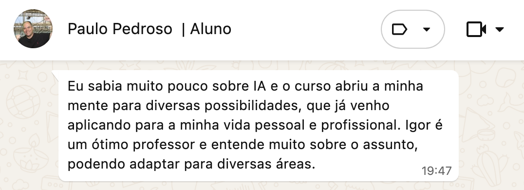 Depoimento de aluno